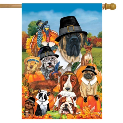 Give Thanks Dogs Thanksgiving House Flag Holiday Humor 28" X 40" Briarwood Lane 1 Give Thanks Dogs Thanksgiving House Flag Holiday Humor 28" X 40" Briarwood Lane