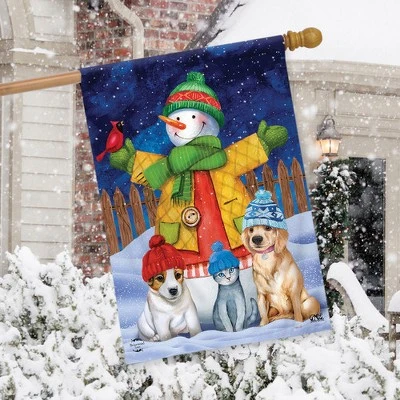 Briarwood Lane Snowman And Friends Winter House Flag Dogs Cats 28 2 Briarwood Lane Snowman And Friends Winter House Flag Dogs Cats 28 - Image 2