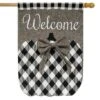 Briarwood Lane Black And White Pumpkin Burlap Fall House Flag Autumn Welcome Checkered 28"x40"