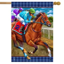 Horse Racing Everyday House Flag Jockeys Track 28" X 40" Briarwood Lane