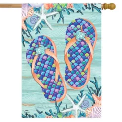 Enjoy Life Flip Flops Summer House Flag Nautical 28" X 40" Briarwood Lane