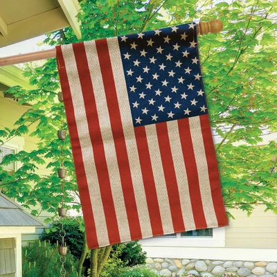 American Flag Burlap Flag House Flag USA Patriotic 28" X 40" Briarwood Lane 2 American Flag Burlap Flag House Flag USA Patriotic 28" X 40" Briarwood Lane - Image 2