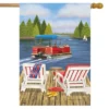 Dockside Summer House Flag Nautical Paddleboat 28" X 40" Briarwood Lane