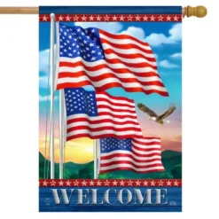 Waving American Flags Welcome House Flag Patriotic Eagle 28" X 40" Briarwood Lane