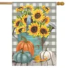 Sunflower Watering Can Fall House Flag Pumpkins Floral 28" X 40" Briarwood Lane