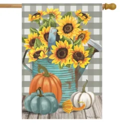 Home Decor Store 30 Sunflower Watering Can Fall House Flag Pumpkins Floral 28" X 40" Briarwood Lane