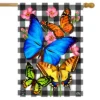 Checkered Butterflies Spring House Flag Floral 28" X 40" Briarwood Lane