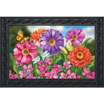 Zinnias In Bloom Spring Doormat Indoor Outdoor 30" X 18" Briarwood Lane 1 Zinnias In Bloom Spring Doormat Indoor Outdoor 30" X 18" Briarwood Lane