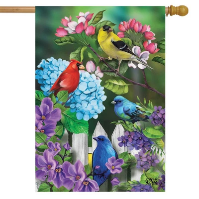 Feathered Friends Spring House Flag Birdbath Birds 28" X 40" Briarwood Lane 1 Feathered Friends Spring House Flag Birdbath Birds 28" X 40" Briarwood Lane