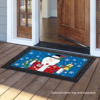 Snow Day Cheer Christmas Doormat Snowman Indoor Outdoor 30" X 18" Briarwood Lane 2 Snow Day Cheer Christmas Doormat Snowman Indoor Outdoor 30" X 18" Briarwood Lane - Image 2