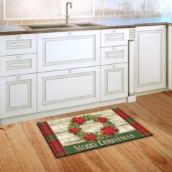 Poinsettia Wreath Christmas Doormat Plaid Indoor Outdoor 30" X 18" Briarwood Lane -Home Decor Store GUEST 95b66ed7 327f 4527 9c63 4e9dde60fe80