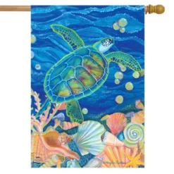 Swimming Sea Turtle Summer House Flag Nautical 28" X 40" Briarwood Lane