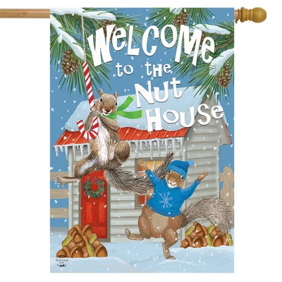 Winter Nut House House Flag Squirrels Welcome 28" X 40" Briarwood Lane 1 Winter Nut House House Flag Squirrels Welcome 28" X 40" Briarwood Lane
