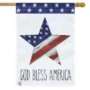 God Bless America Star Patriotic Burlap House Flag 28" X 40" Patriotic USA Briarwood Lane