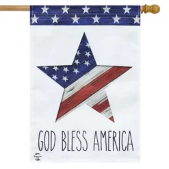 God Bless America Star Patriotic Burlap House Flag 28" X 40" Patriotic USA Briarwood Lane