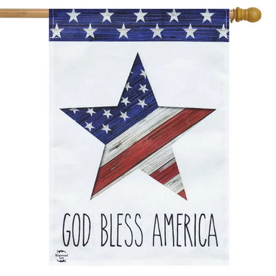 God Bless America Star Patriotic Burlap House Flag 28" X 40" Patriotic USA Briarwood Lane 1 God Bless America Star Patriotic Burlap House Flag 28" X 40" Patriotic USA Briarwood Lane