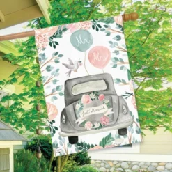 Just Married Floral Burlap House Flag Wedding Day Mr. & Mrs. 28" X 40" Briarwood Lane -Home Decor Store GUEST a59d6e9e 2f84 449d 9f15 9f20a44a60f2