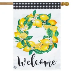 Lemon Wreath Summer Burlap House Flag Welcome Everyday 28" X 40" Briarwood Lane