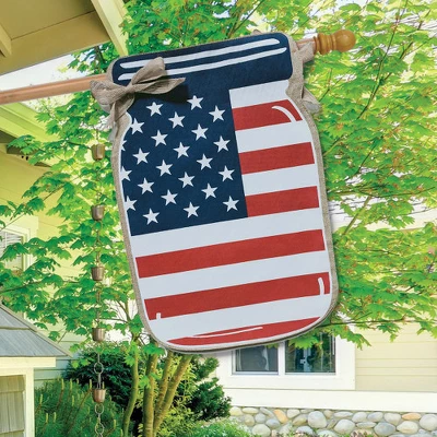 Patriotic Mason Jar Burlap House Flag USA 28" X 40" Briarwood Lane 2 Patriotic Mason Jar Burlap House Flag USA 28" X 40" Briarwood Lane - Image 2
