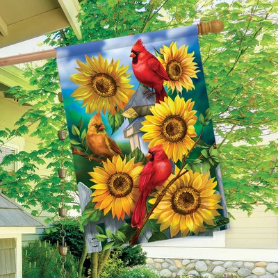 Cardinals And Sunflowers Summer House Flag Floral 28" X 40" Briarwood Lane 2 Cardinals And Sunflowers Summer House Flag Floral 28" X 40" Briarwood Lane - Image 2