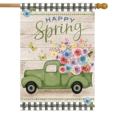 Happy Spring Pickup Truck Floral House Flag 28 X 40 Briarwood Lane 1 Happy Spring Pickup Truck Floral House Flag 28 X 40 Briarwood Lane