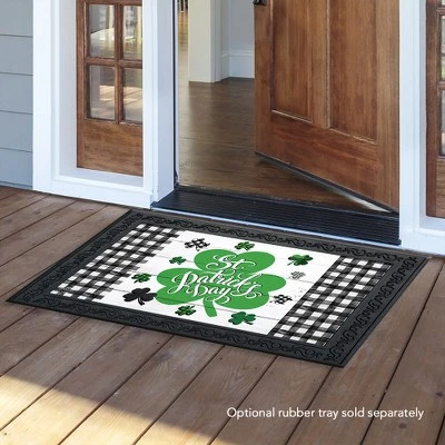 Checkered St. Pat's Shamrocks Doormat Indoor Outdoor 30" X 18" Briarwood Lane 2 Checkered St. Pat's Shamrocks Doormat Indoor Outdoor 30" X 18" Briarwood Lane - Image 2