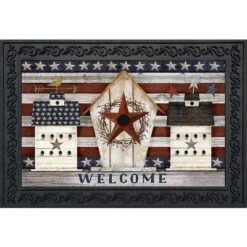 Rustic American Birdhouse Primitive Doormat Welcome Patriotic 30" X 18" Briarwood Lane
