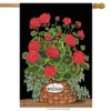 Welcome Geraniums Summer House Flag Floral Basket 28" X 40" Briarwood Lane