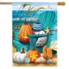 Fall At The Beach House Flag 28" X 40" Autumn Nautical Pumpkins Briarwood Lane