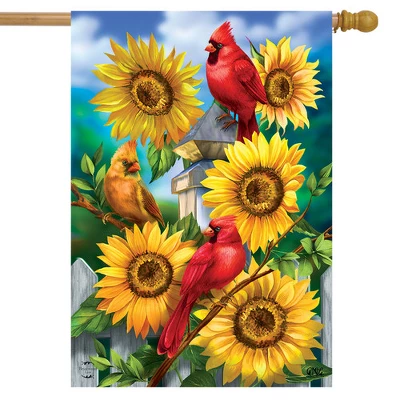 Cardinals And Sunflowers Summer House Flag Floral 28" X 40" Briarwood Lane 1 Cardinals And Sunflowers Summer House Flag Floral 28" X 40" Briarwood Lane