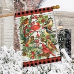 Briarwood Lane Winter Bird Wreath House Flag Cardinals Rustic Ber -Home Decor Store GUEST b263ecac ab39 4da6 8ba4 2c3cc7afcb7d