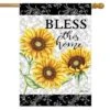 Bless This Home Sunflowers Summer House Flag Floral 28" X 40" Briarwood Lane