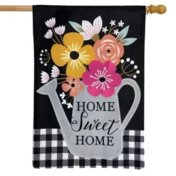 Colorful Watering Can Spring Burlap House Flag Floral 28" X 40" Briarwood Lane