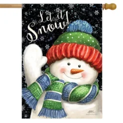 Briarwood Lane Snow Time Snowman Winter House Flag Let It Snow28"