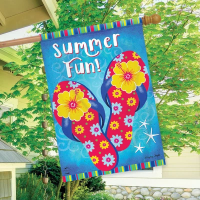 Summer Fun Flip Flops House Flag Nautical 28" X 40" Briarwood Lane 2 Summer Fun Flip Flops House Flag Nautical 28" X 40" Briarwood Lane - Image 2