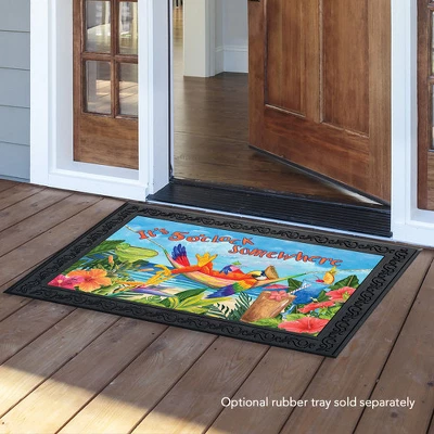 Briarwood Lane 5 O'clock Parrot Summer Doormat Tropical Beach Humor 30" X 18" Indoor Outdoor 2 Briarwood Lane 5 O'clock Parrot Summer Doormat Tropical Beach Humor 30" X 18" Indoor Outdoor - Image 2