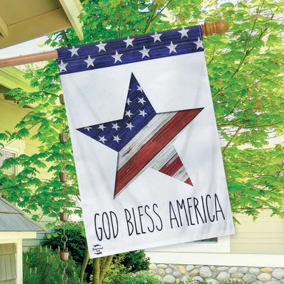 God Bless America Star Patriotic Burlap House Flag 28" X 40" Patriotic USA Briarwood Lane 2 God Bless America Star Patriotic Burlap House Flag 28" X 40" Patriotic USA Briarwood Lane - Image 2