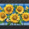 Briarwood Lane Blue Sunflowers Summer Doormat Plaid Floral Indoor Outdoor 30" X 18"