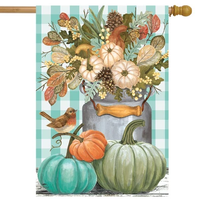 Pastel Pumpkins Fall House Flag Checkered Floral Autumn 28" X 40" Briarwood Lane 1 Pastel Pumpkins Fall House Flag Checkered Floral Autumn 28" X 40" Briarwood Lane