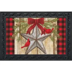 Briarwood Lane Festive Barnstar Winter Doormat Primitive Cardinal