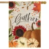 Gather Autumn House Flag Thanksgiving Floral Inspirational 28" X 40" Briarwood Lane