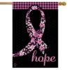 Hope Ribbon Floral House Flag Breast Cancer Awareness 28" X 40" Briarwood Lane