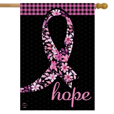 Hope Ribbon Floral House Flag Breast Cancer Awareness 28" X 40" Briarwood Lane 1 Hope Ribbon Floral House Flag Breast Cancer Awareness 28" X 40" Briarwood Lane