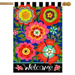 Bright Blooms Spring House Flag Floral Primitive 28" X 40" Briarwood Lane