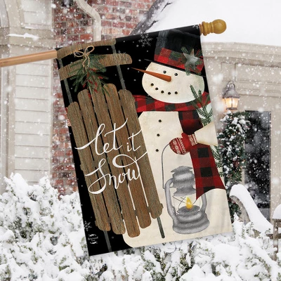 Briarwood Lane Snowman And Sled Winter House Flag Primitive Let I 2 Briarwood Lane Snowman And Sled Winter House Flag Primitive Let I - Image 2