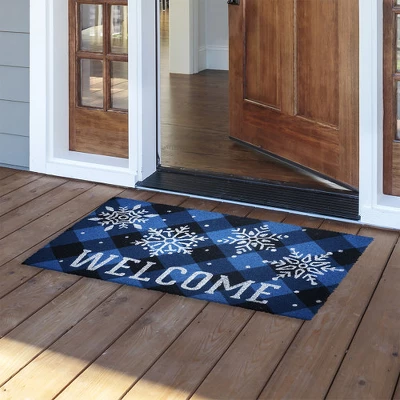 Briarwood Lane Checkered Snowflakes Winter Natural Fiber Coir Doormat Welcome 30" X 18" 1 Briarwood Lane Checkered Snowflakes Winter Natural Fiber Coir Doormat Welcome 30" X 18"