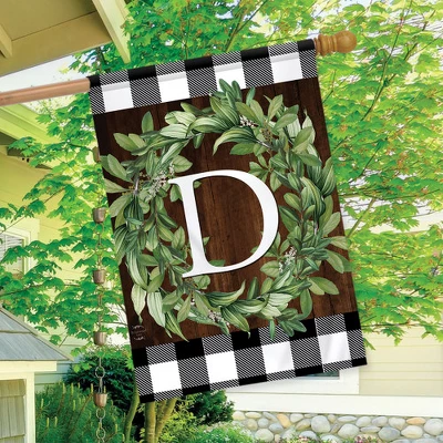 Wreath Monogram D Double-Sided House Flag Everyday 28" X 40" Briarwood Lane 2 Wreath Monogram D Double-Sided House Flag Everyday 28" X 40" Briarwood Lane - Image 2