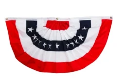 Patriotic Embroidered Bunting USA 72" X 36" Pleated Banner With Brass Grommets Briarwood Lane