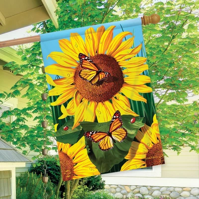 Sunflower Field Summer House Flag Butterflies Floral 28" X 40" Briarwood Lane 2 Sunflower Field Summer House Flag Butterflies Floral 28" X 40" Briarwood Lane - Image 2