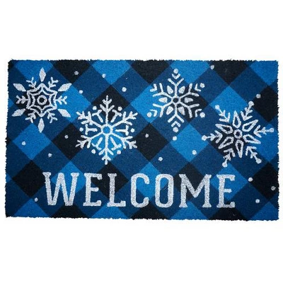 Briarwood Lane Checkered Snowflakes Winter Natural Fiber Coir Doormat Welcome 30" X 18" 2 Briarwood Lane Checkered Snowflakes Winter Natural Fiber Coir Doormat Welcome 30" X 18" - Image 2
